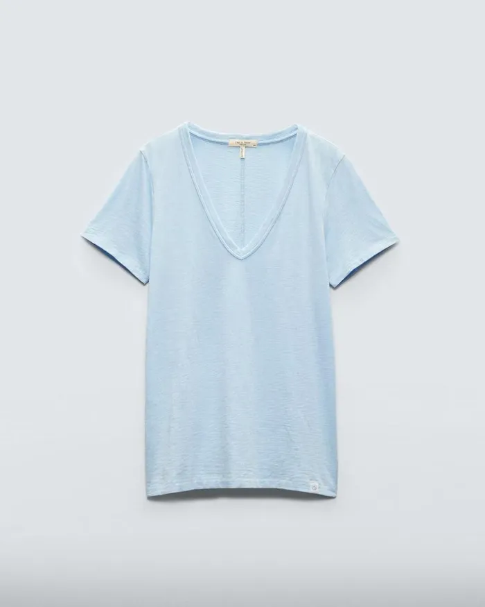 Women TShirts Rag 038 Bone The Slub Vee Raindrop