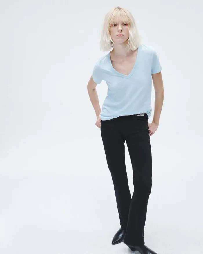 Women TShirts Rag 038 Bone The Slub Vee Raindrop
