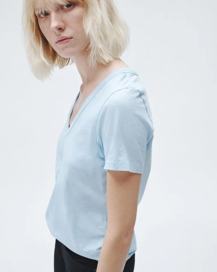 Women TShirts Rag 038 Bone The Slub Vee Raindrop