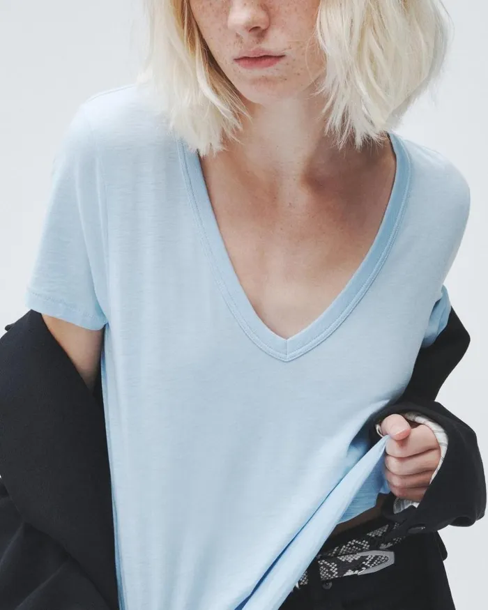 Women TShirts Rag 038 Bone The Slub Vee Raindrop