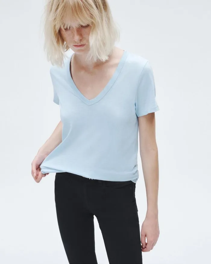 Women TShirts Rag 038 Bone The Slub Vee Raindrop