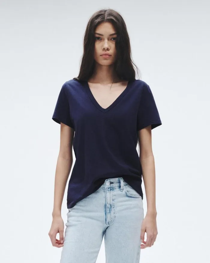 Women TShirts Rag 038 Bone The Slub Vee Salute