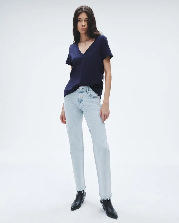 Women TShirts Rag 038 Bone The Slub Vee Salute
