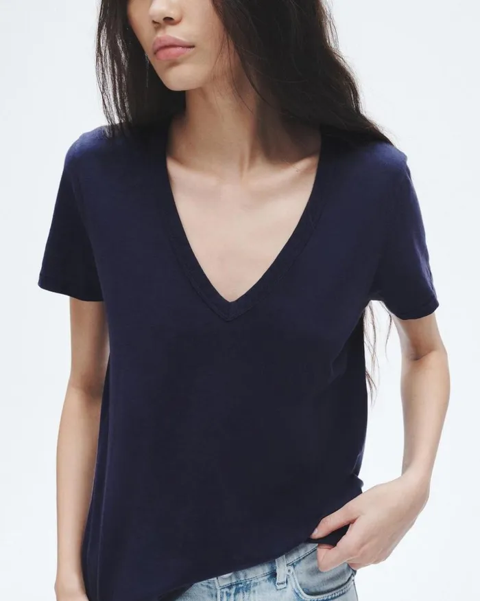 Women TShirts Rag 038 Bone The Slub Vee Salute