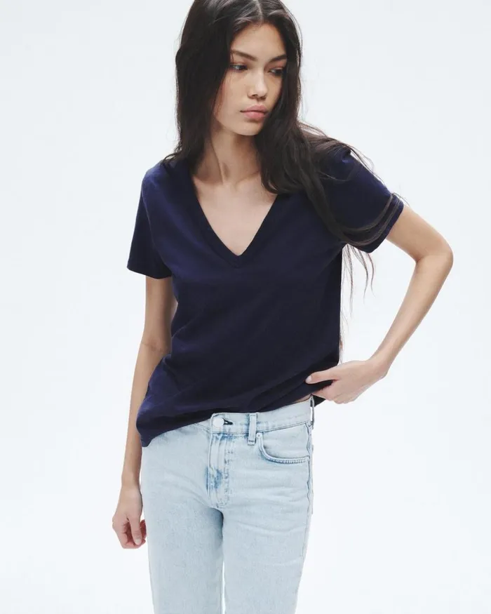 Women TShirts Rag 038 Bone The Slub Vee Salute