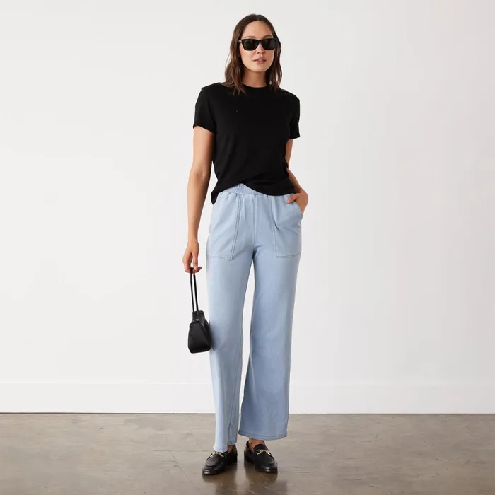 Women Tees MONROW Basic Crew Neck Tee Black