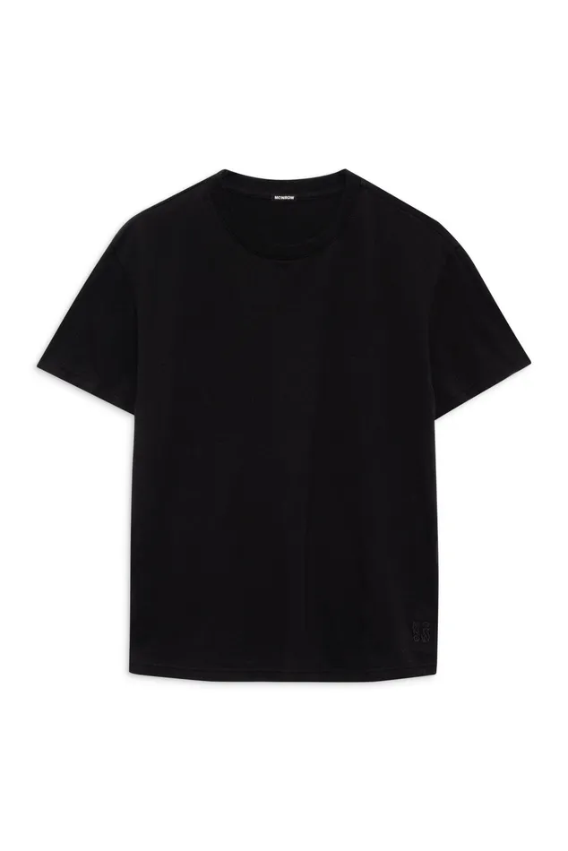 Women Tees MONROW Basic Crew Neck Tee Black