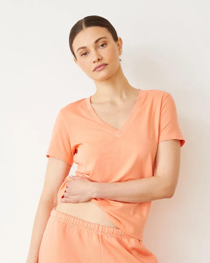 Women Tees MONROW Basic V Neck Sorbet