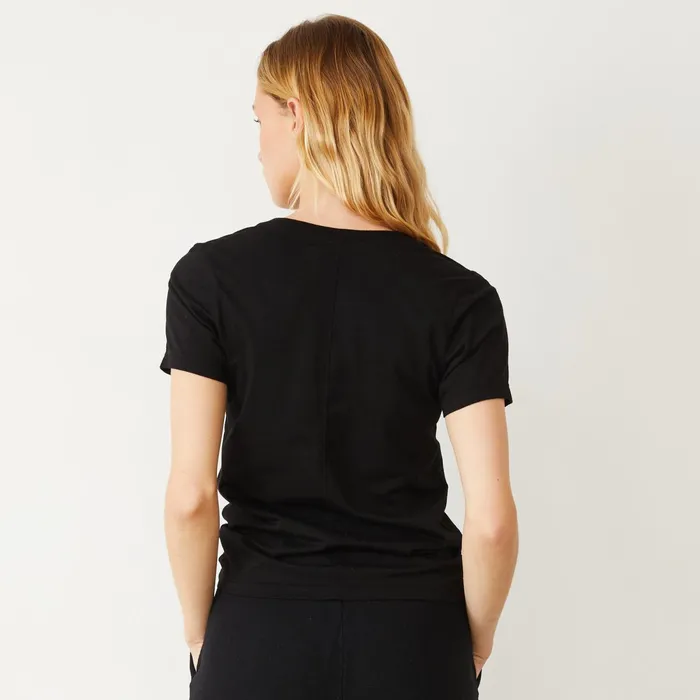 Women Tees MONROW Basic V Neck Tee Black