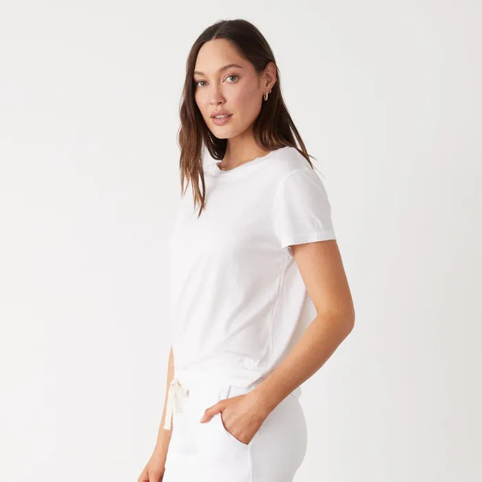 Women Tees MONROW Cotton Modal Vintage Crew White
