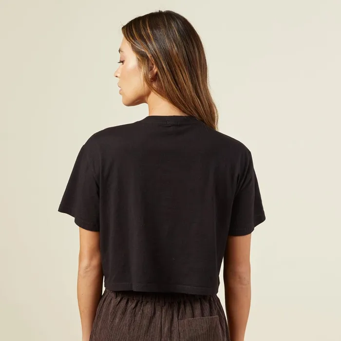 Women Tees MONROW Cropped ExBoyfriend Crew Black