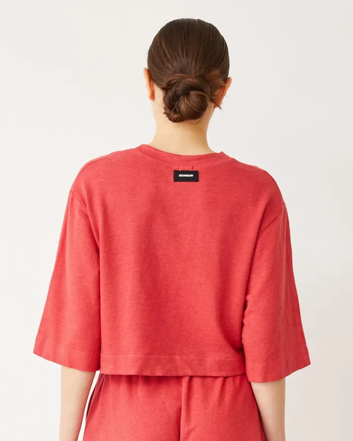 Women Tees MONROW French Terry Oversized Tee Cherry