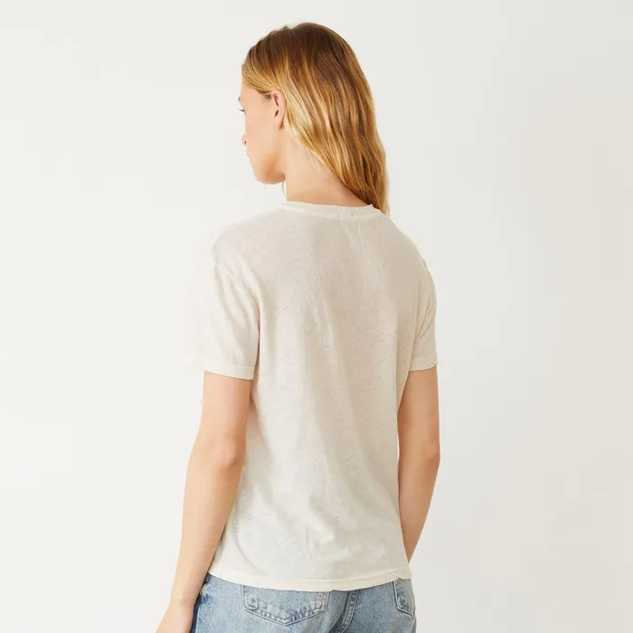 Women Tees MONROW Linen Jersey Basic Crew Neck Tee Pearl