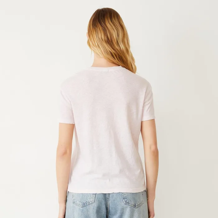 Women Tees MONROW Linen Jersey Basic Crew Neck Tee Pink Pearl
