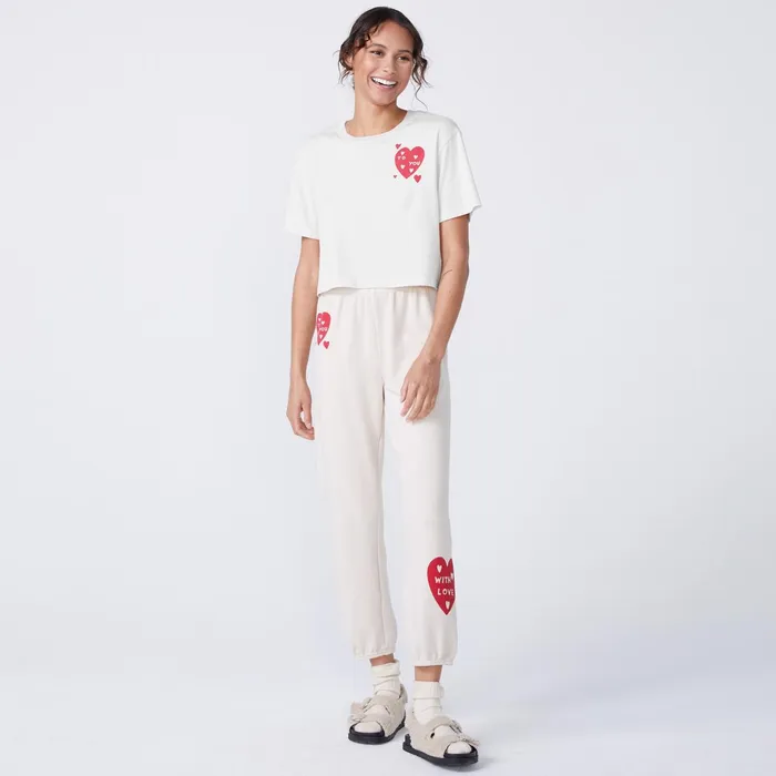 Women Tees MONROW Love Letter 50039s Tee White