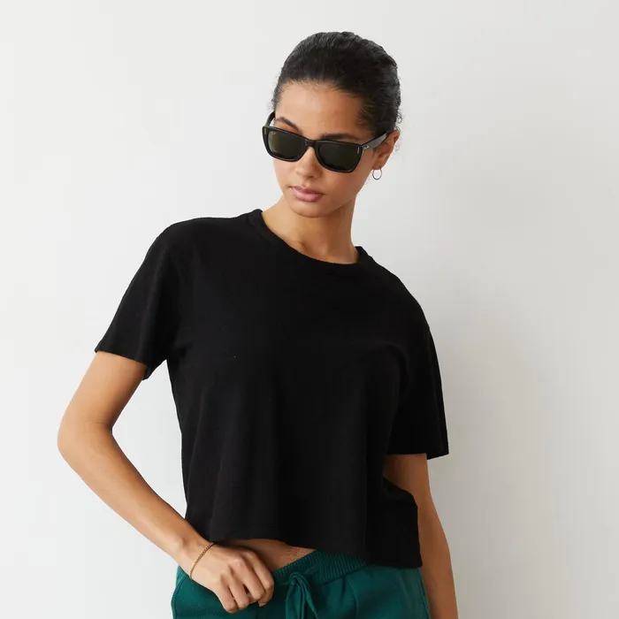 Women Tees MONROW Mesh Athletic Tee Black