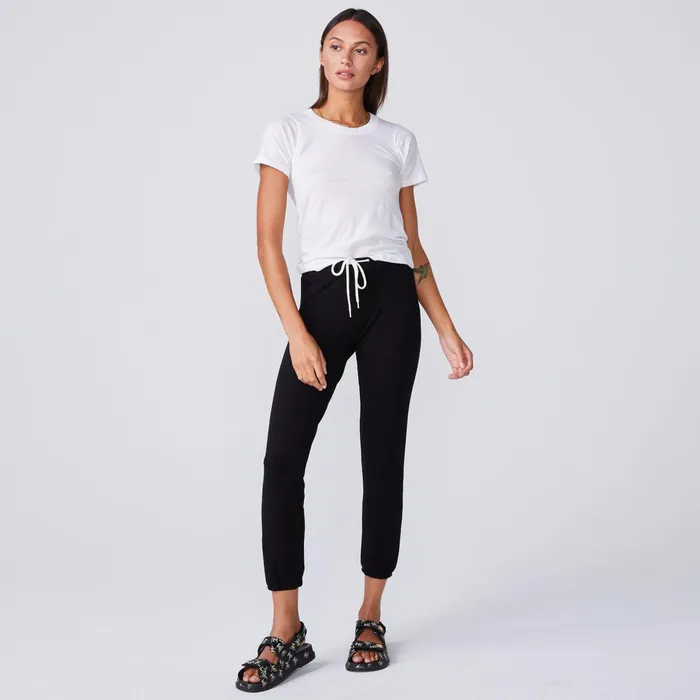 Women Tees MONROW Super Fine Jersey Fitted Crew Neck Tee White