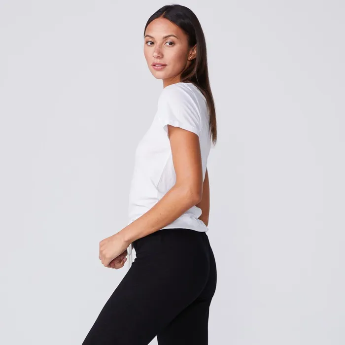 Women Tees MONROW Super Fine Jersey Fitted Crew Neck Tee White