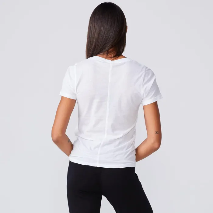 Women Tees MONROW Super Fine Jersey Fitted Crew Neck Tee White