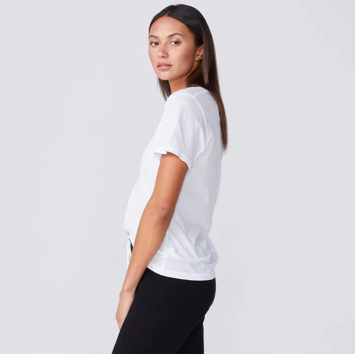 Women Tees MONROW Super Fine Jersey Fitted V Neck Tee White