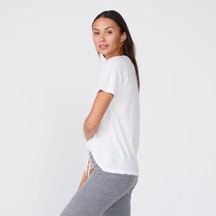 Women Tees MONROW Super Fine Jersey Oversized Crew Neck Tee White