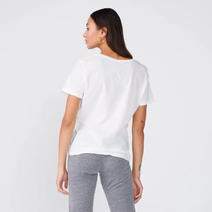 Women Tees MONROW Super Fine Jersey Oversized Crew Neck Tee White