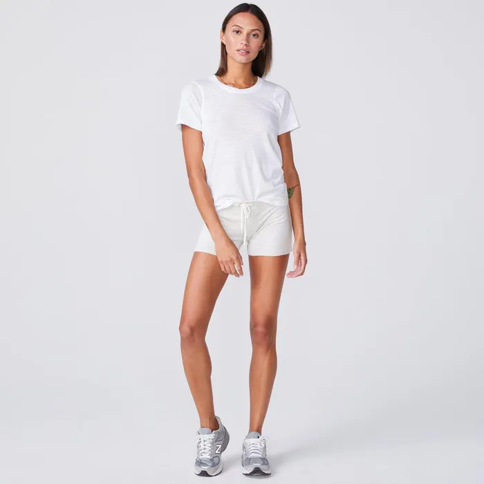 Women Tees MONROW Textured TriBlend Fitted Crew Neck Tee White