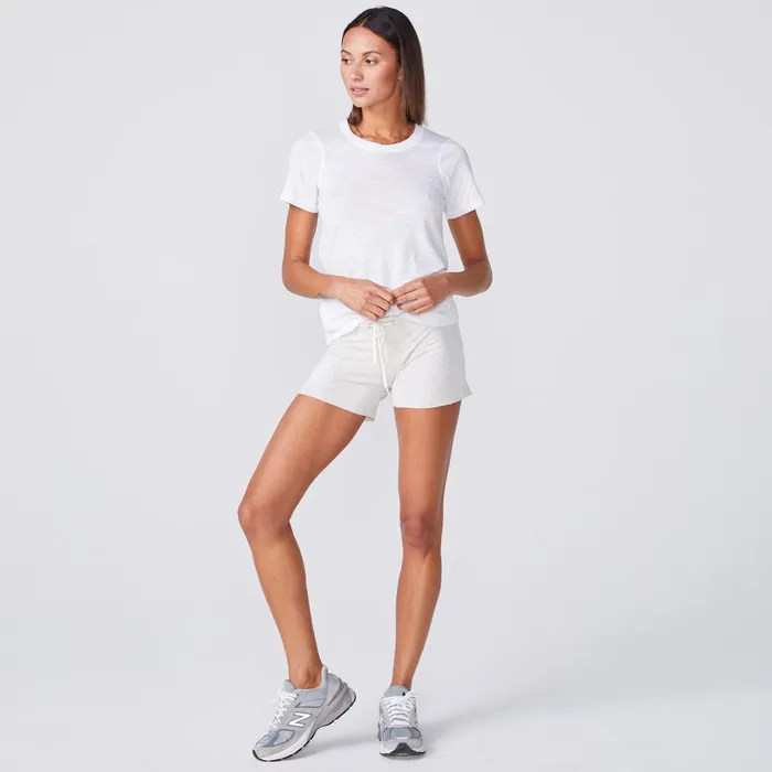 Women Tees MONROW Textured TriBlend Fitted Crew Neck Tee White