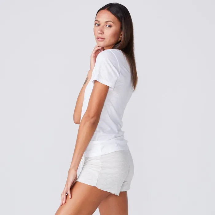 Women Tees MONROW Textured TriBlend Fitted Crew Neck Tee White