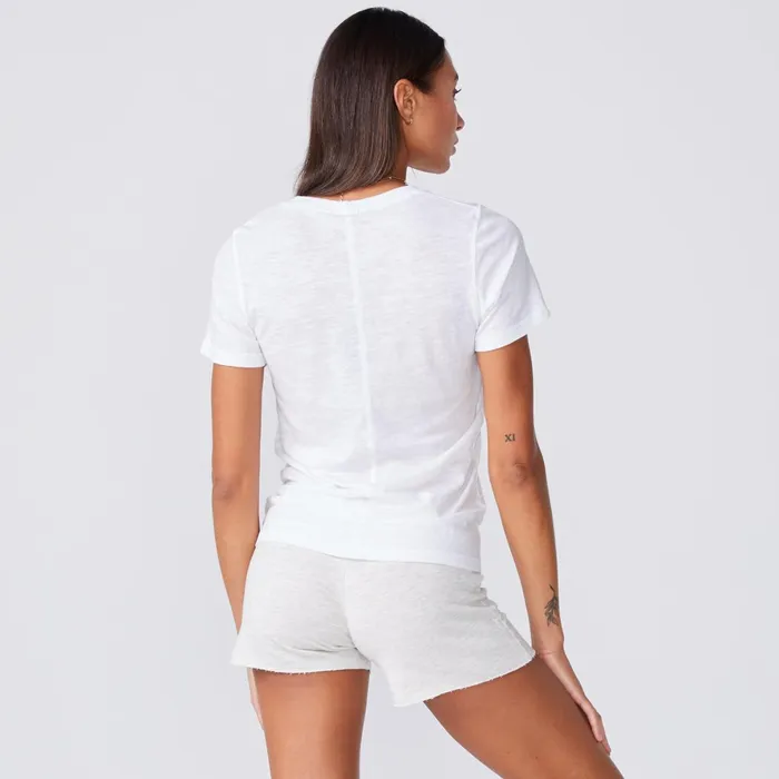 Women Tees MONROW Textured TriBlend Fitted Crew Neck Tee White