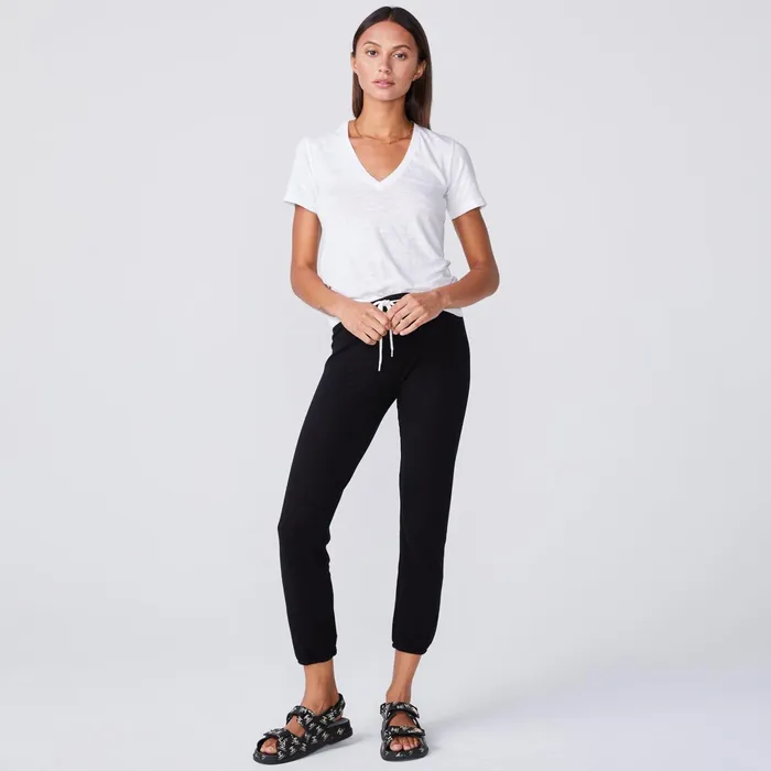 Women Tees MONROW Textured TriBlend Fitted V Neck Tee White