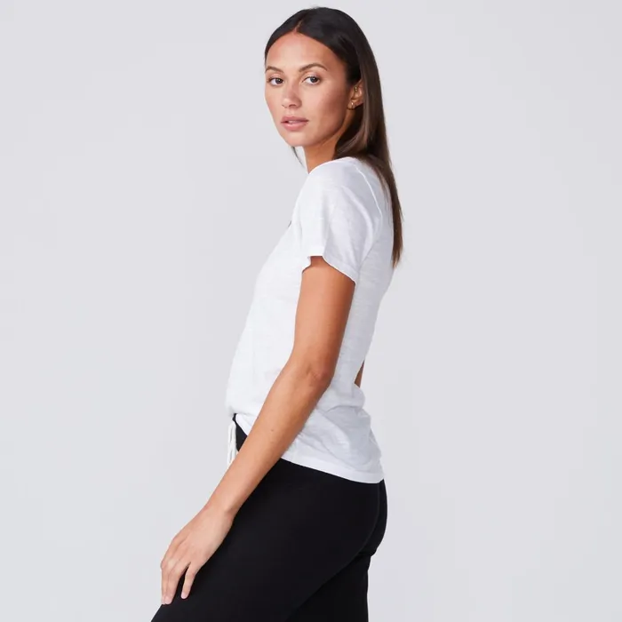 Women Tees MONROW Textured TriBlend Fitted V Neck Tee White