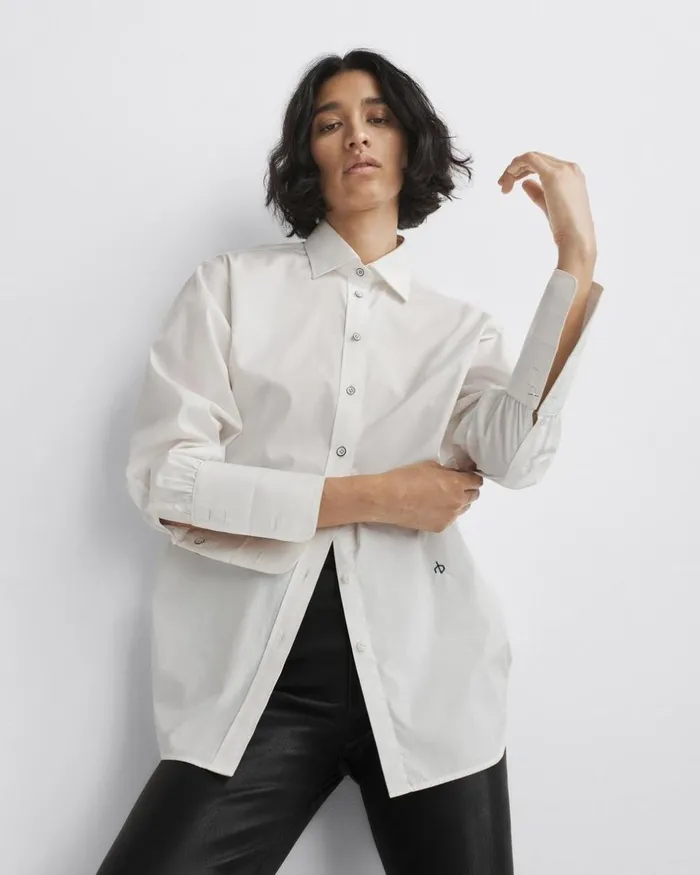 Women Tops Rag 038 Bone Diana Cotton Poplin Shirt White