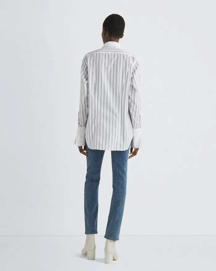 Women Tops Rag 038 Bone Diana Cotton Poplin Shirt White Stripe