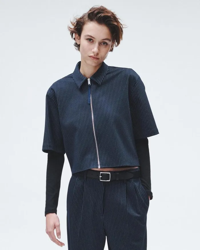 Women Tops Rag 038 Bone Junie Ponte Top Navy Stripe