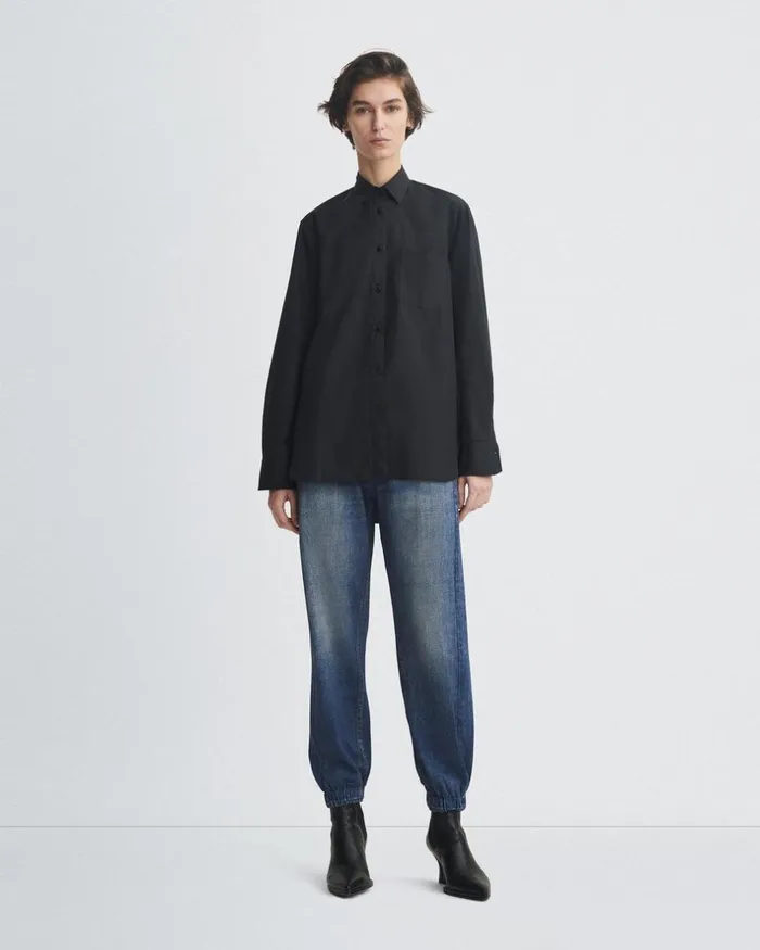 Women Tops Rag 038 Bone Maxine Cotton Poplin Shirt Black