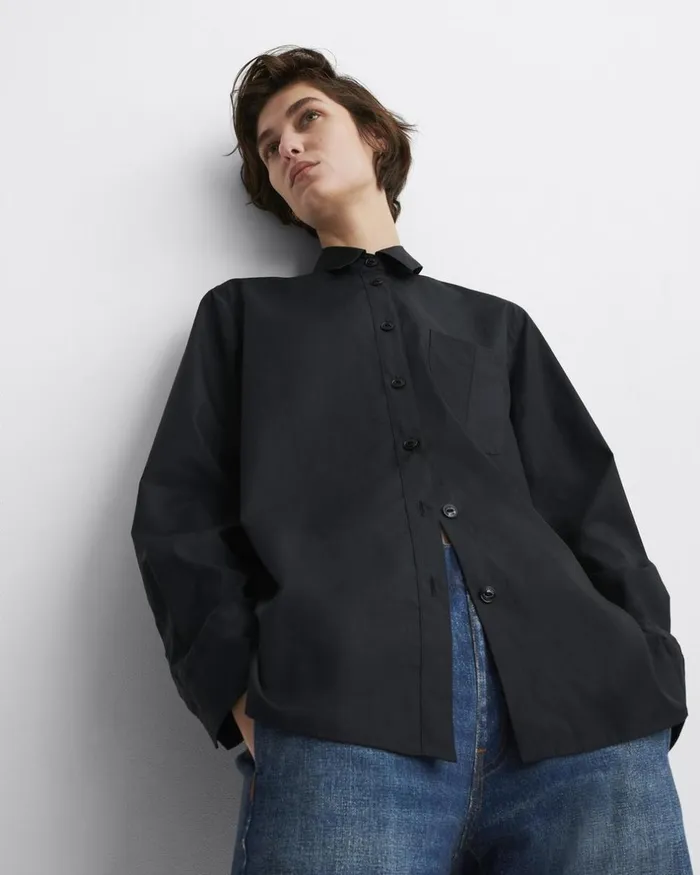 Women Tops Rag 038 Bone Maxine Cotton Poplin Shirt Black