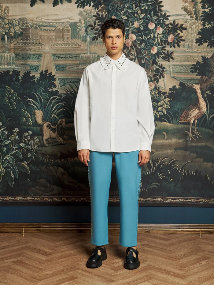 Women Travis Studded Shirt Pearled White Sister Jane Tops