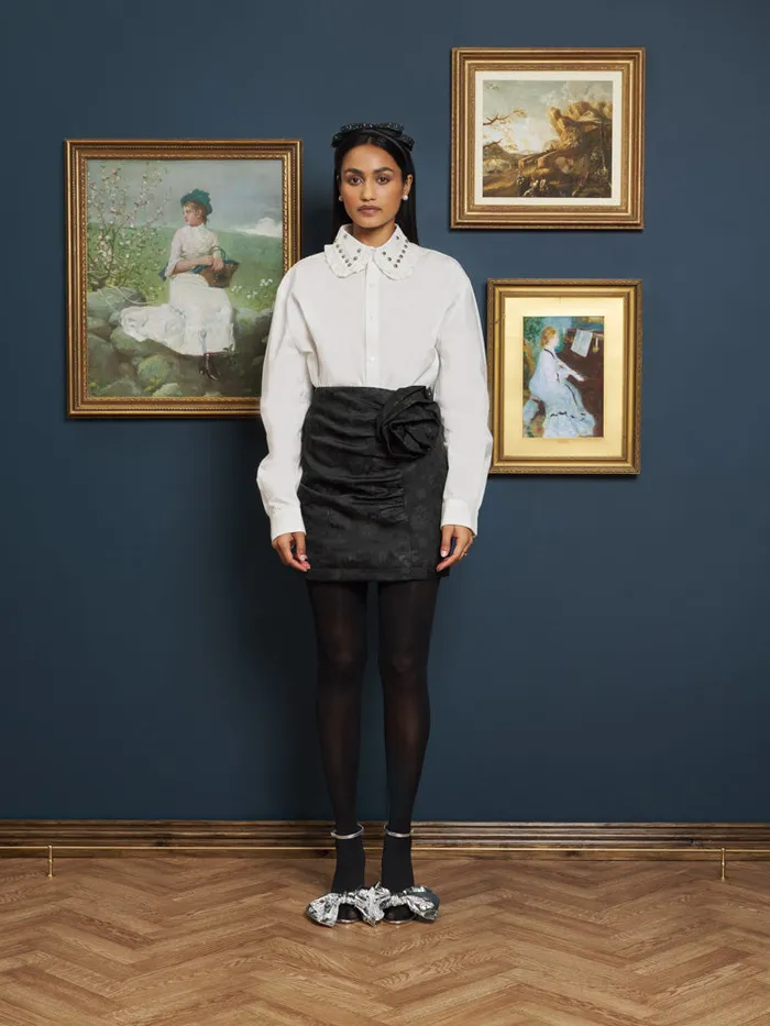 Women Travis Studded Shirt Pearled White Sister Jane Tops