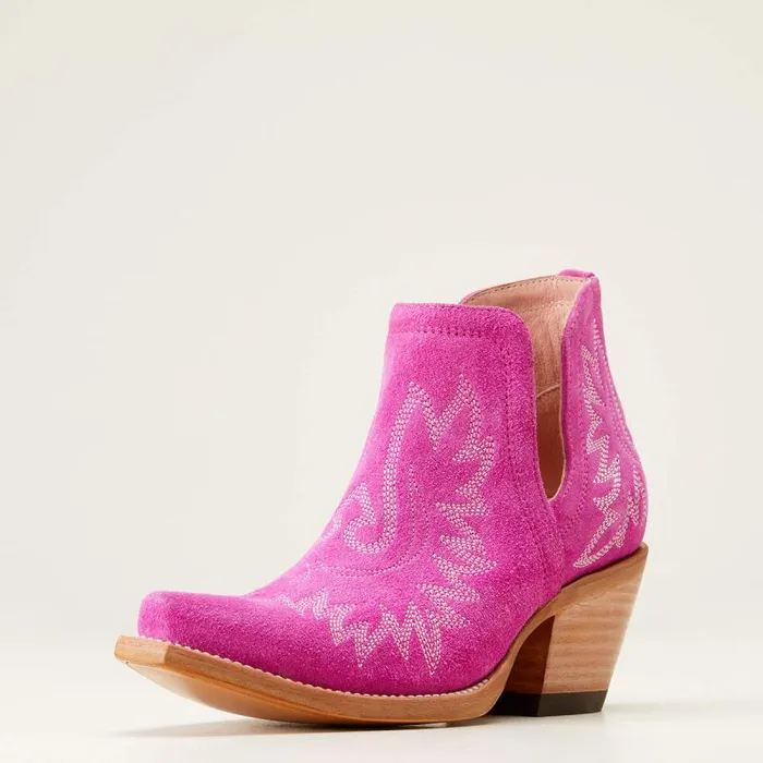 Women Western Boots Ariat Dixon Bootie Haute Pink Suede