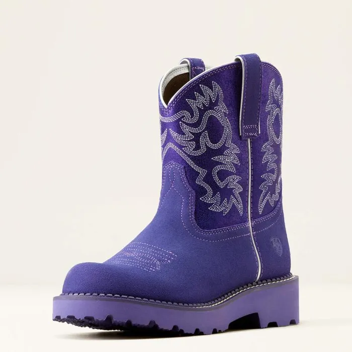 Women Western Boots Ariat Fatbaby Western Boot Violet Suedepurple Metallic