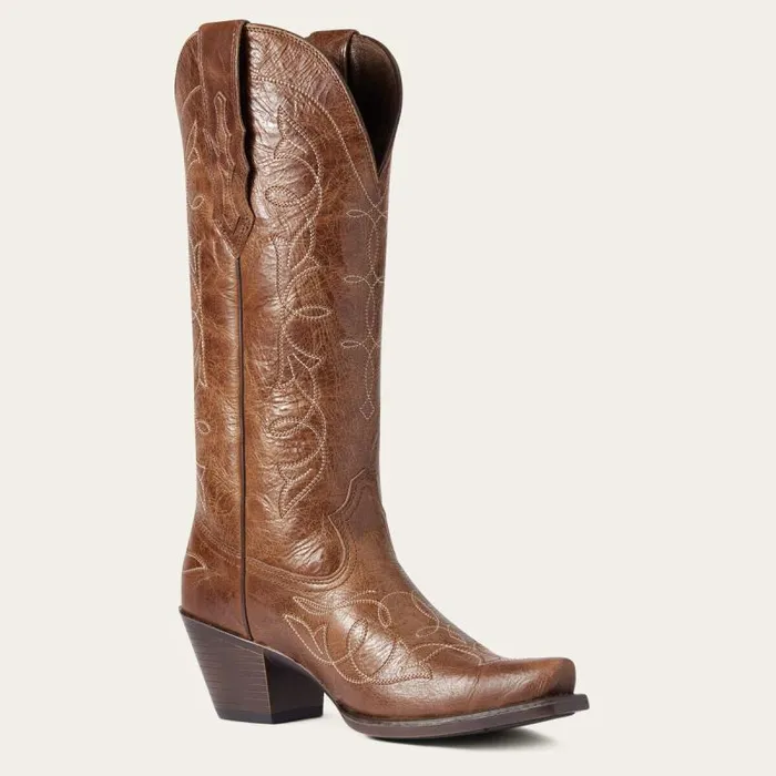 Women Western Boots Ariat Heritage D Toe StretchFit Western Boot Dark Tan