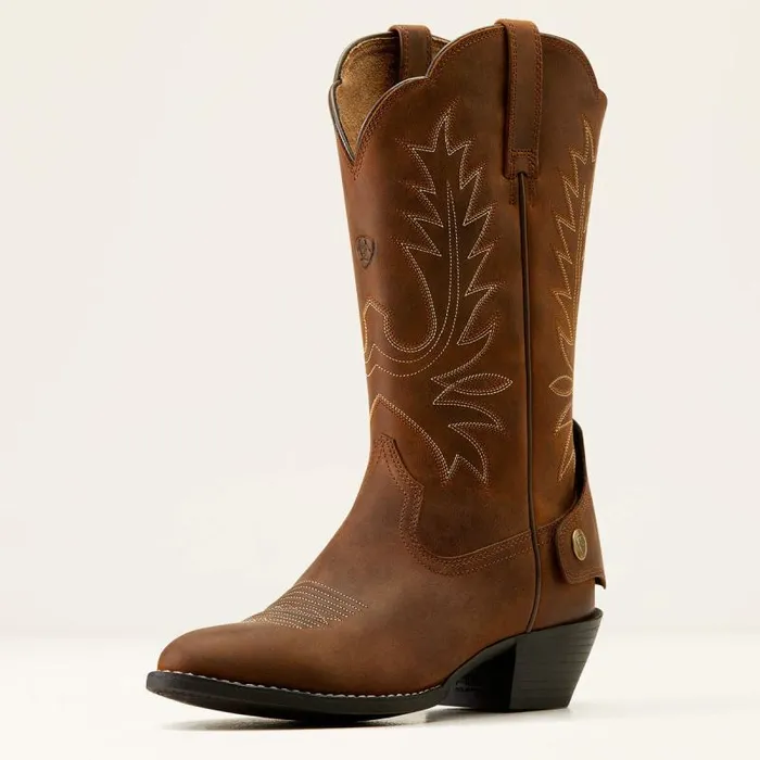 Women Western Boots Ariat Heritage R Toe EZ Zip Western Boot Distressed Brown
