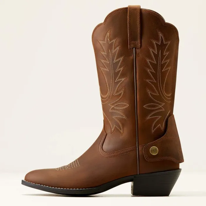 Women Western Boots Ariat Heritage R Toe EZ Zip Western Boot Distressed Brown