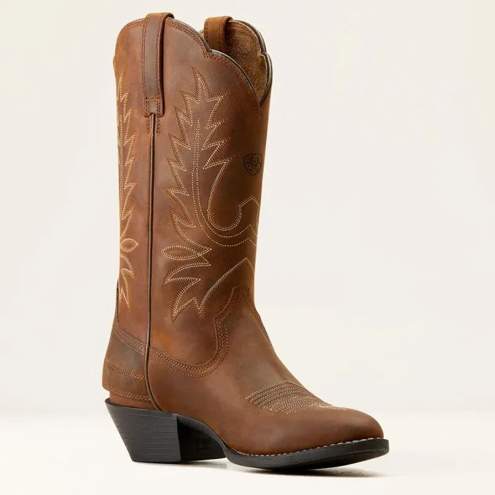 Women Western Boots Ariat Heritage R Toe EZ Zip Western Boot Distressed Brown