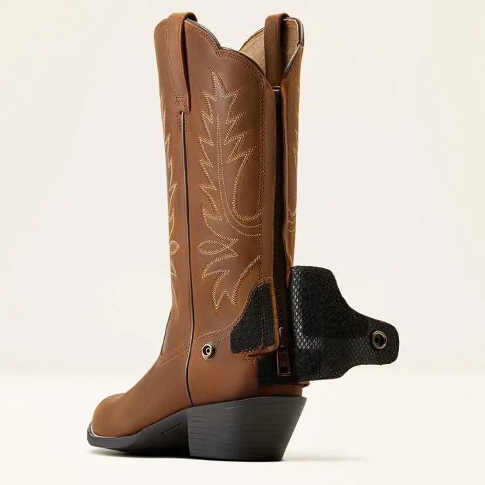 Women Western Boots Ariat Heritage R Toe EZ Zip Western Boot Distressed Brown