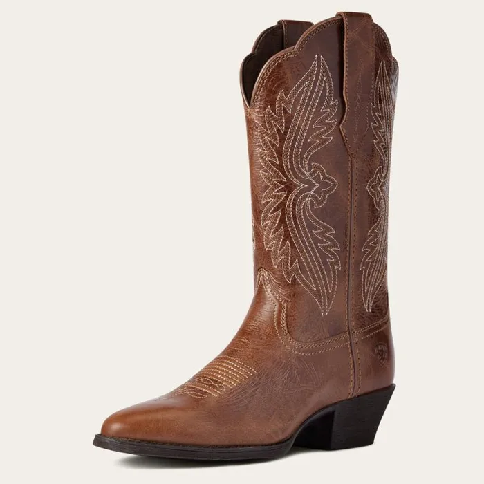 Women Western Boots Ariat Heritage R Toe StretchFit Western Boot Dark Tan