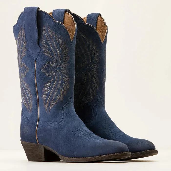 Women Western Boots Ariat Heritage R Toe StretchFit Western Boot Midnight Navy Suede Women Western Boots Ariat Heritage R Toe StretchFit Western Boot Midnight Navy Suede