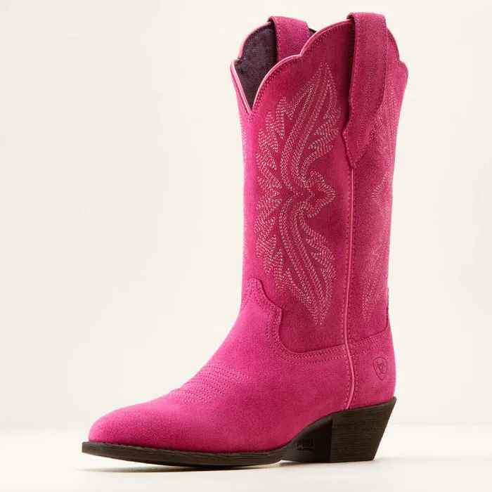 Women Western Boots Ariat Heritage R Toe StretchFit Western Boot Raspberry Suede Women Western Boots Ariat Heritage R Toe StretchFit Western Boot Raspberry Suede