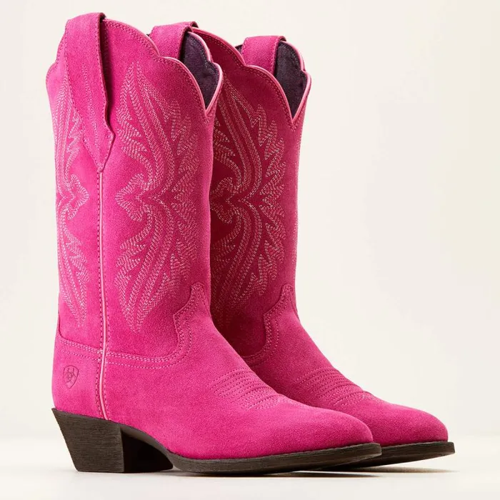 Women Western Boots Ariat Heritage R Toe StretchFit Western Boot Raspberry Suede Women Western Boots Ariat Heritage R Toe StretchFit Western Boot Raspberry Suede